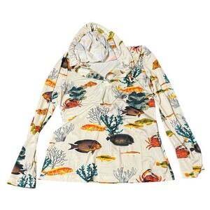 Jean-Pierre Klifa Paris Womens Top Hoodie Fish Long Sleeve Size Small Comfort